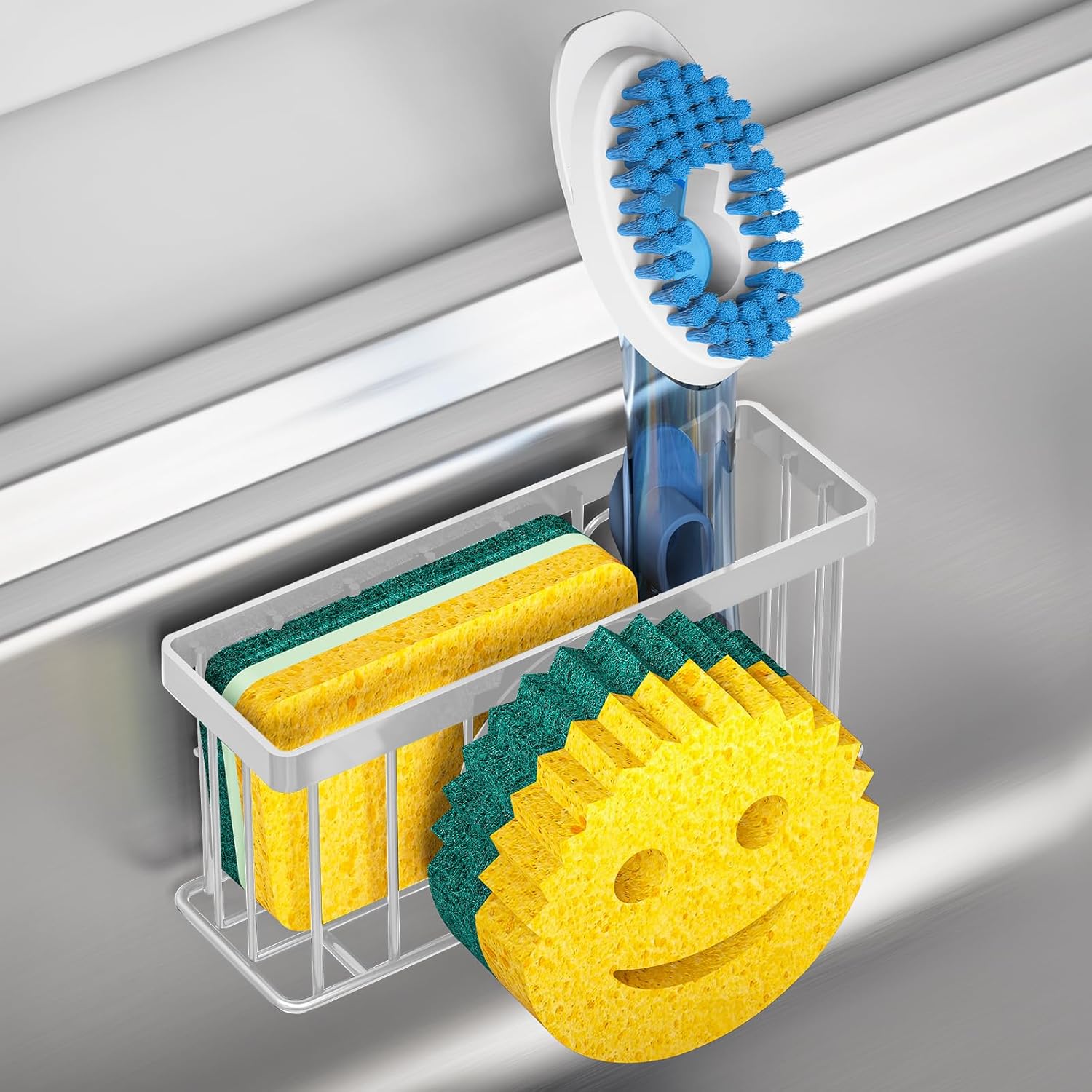 Sponge Holder Smiley Face, Sink Caddy for Kitchen Sink, Sink Organizer Sponge Ho...