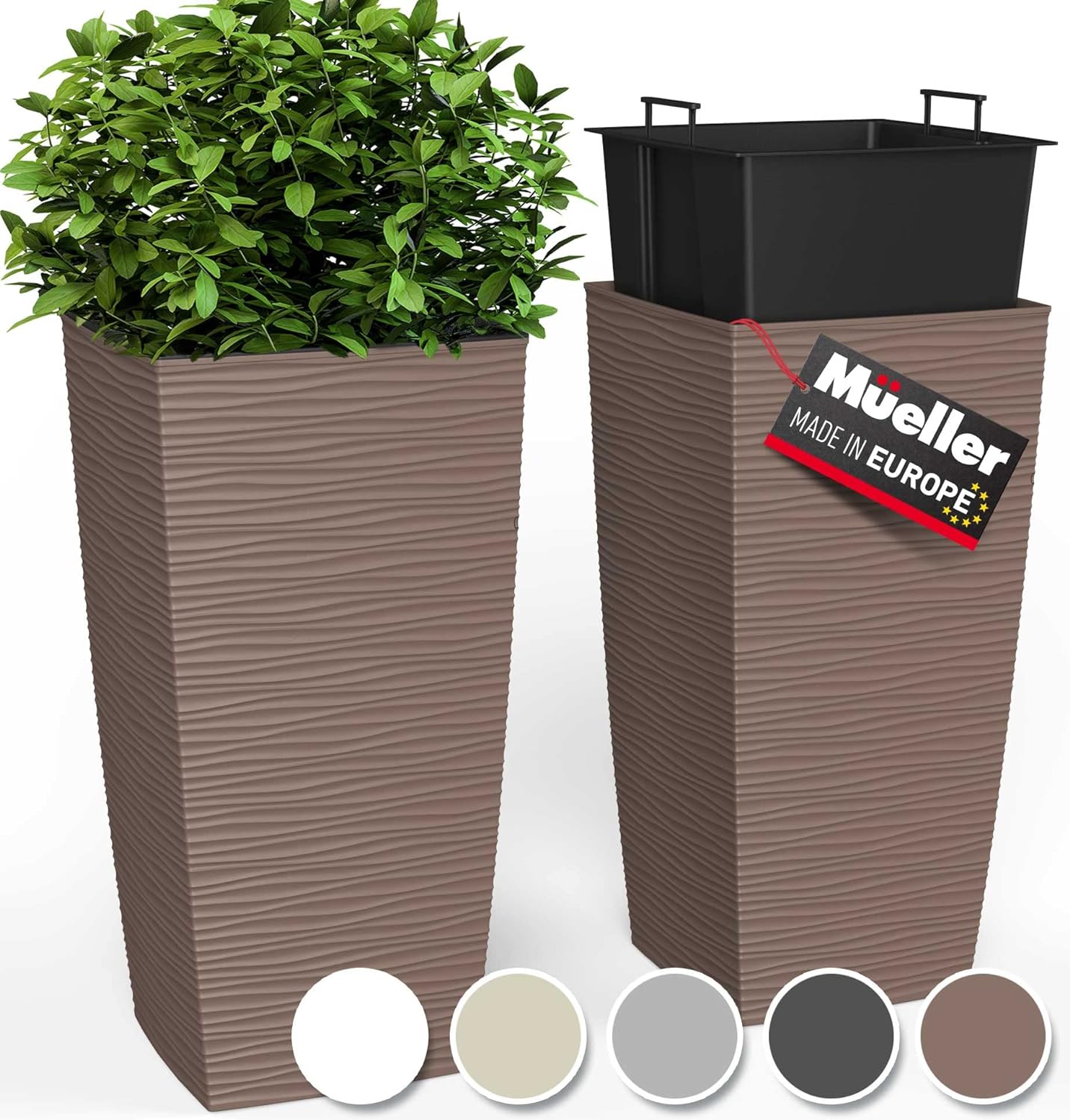 Mueller M-Resin Heavy Duty Tall Planter, Indoor/Outdoor Grande Plant, Tree, Flow...