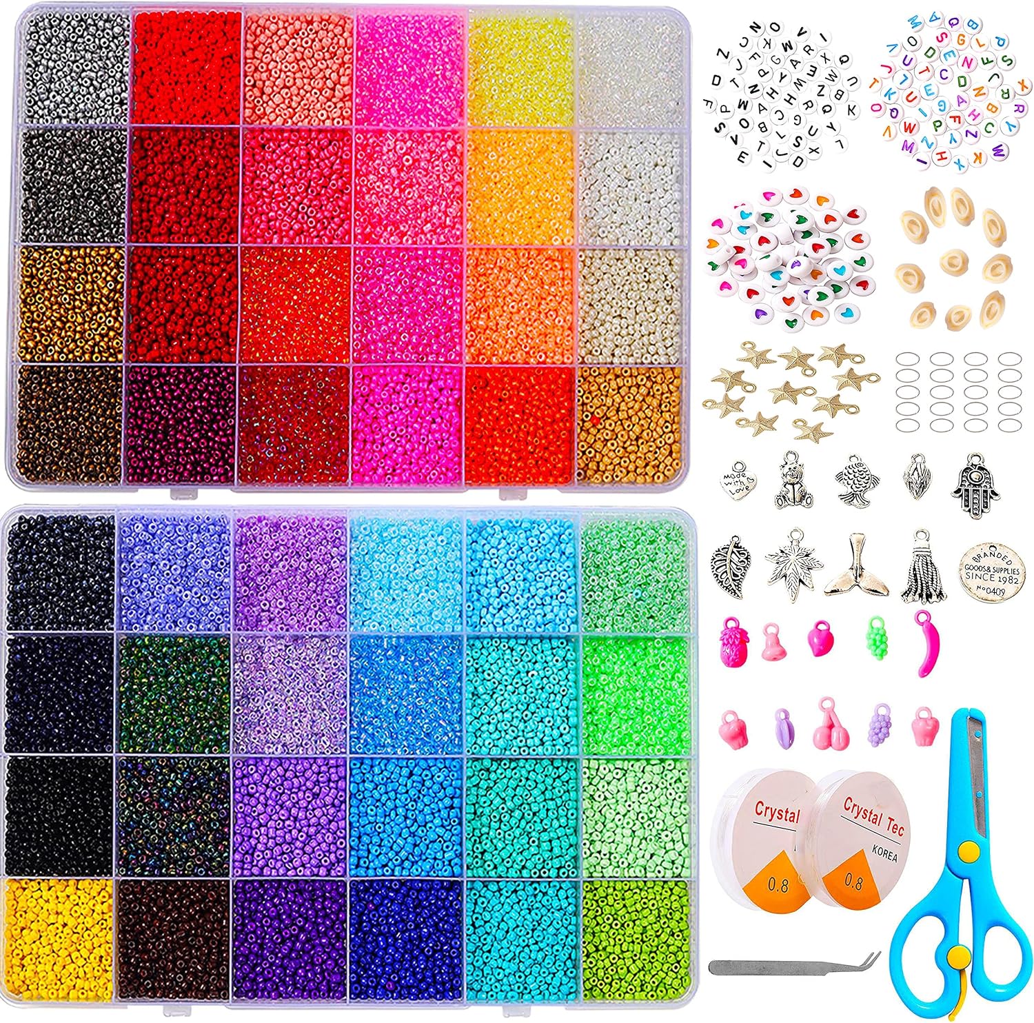 YITOHOP 36000+pcs 2mm 48 Colors Glass Seed Beads f...