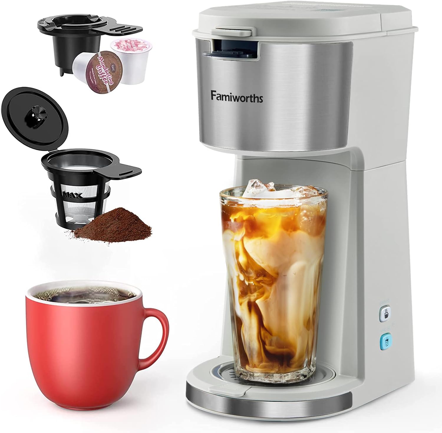 Famiworths Iced Coffee Maker, Hot and Cold Coffee...