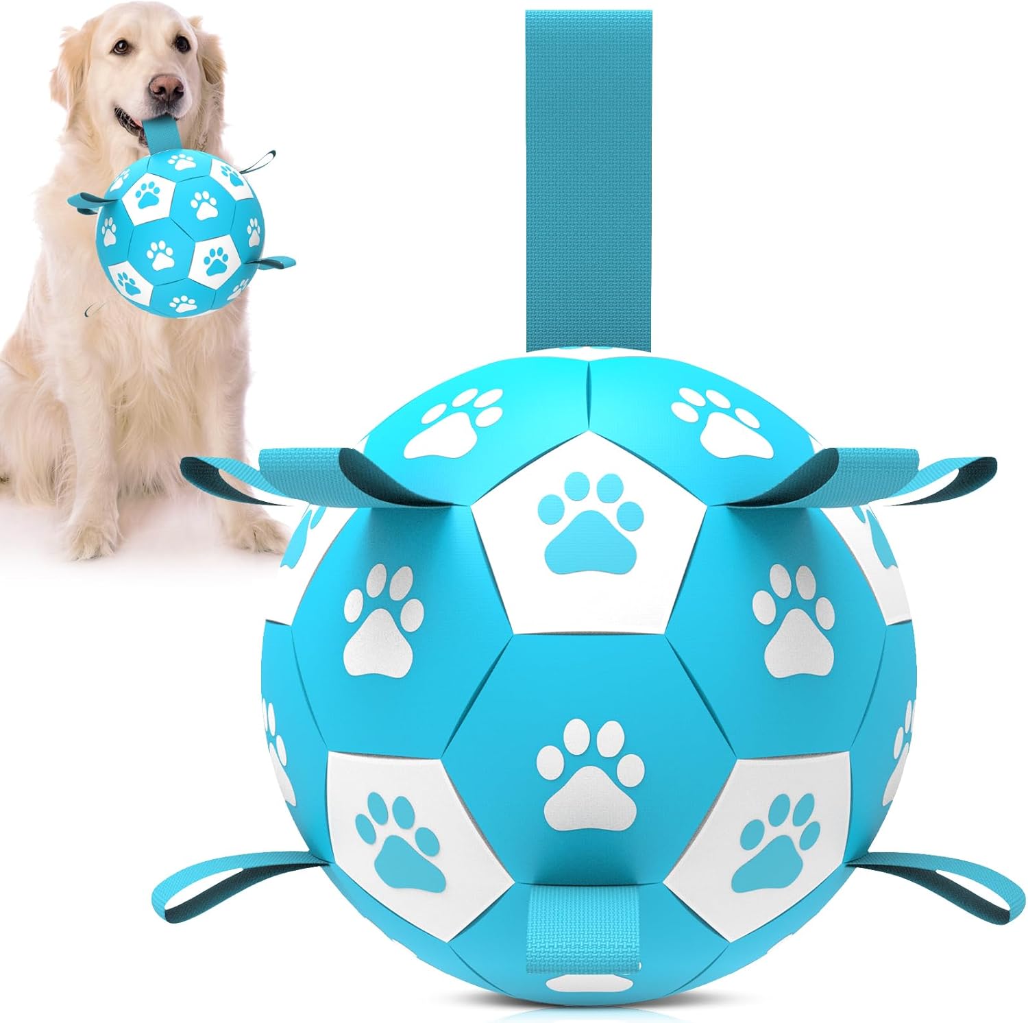 Dog Toys Soccer Ball with Straps - Durable Dog Balls for Large Dogs, Beach Pool...