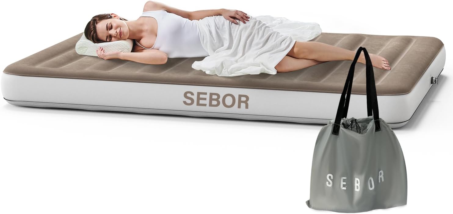 Camping Air Mattress, X-Long Twin Airbed Height 9", Inflatable Bed Blow Up Mattr...
