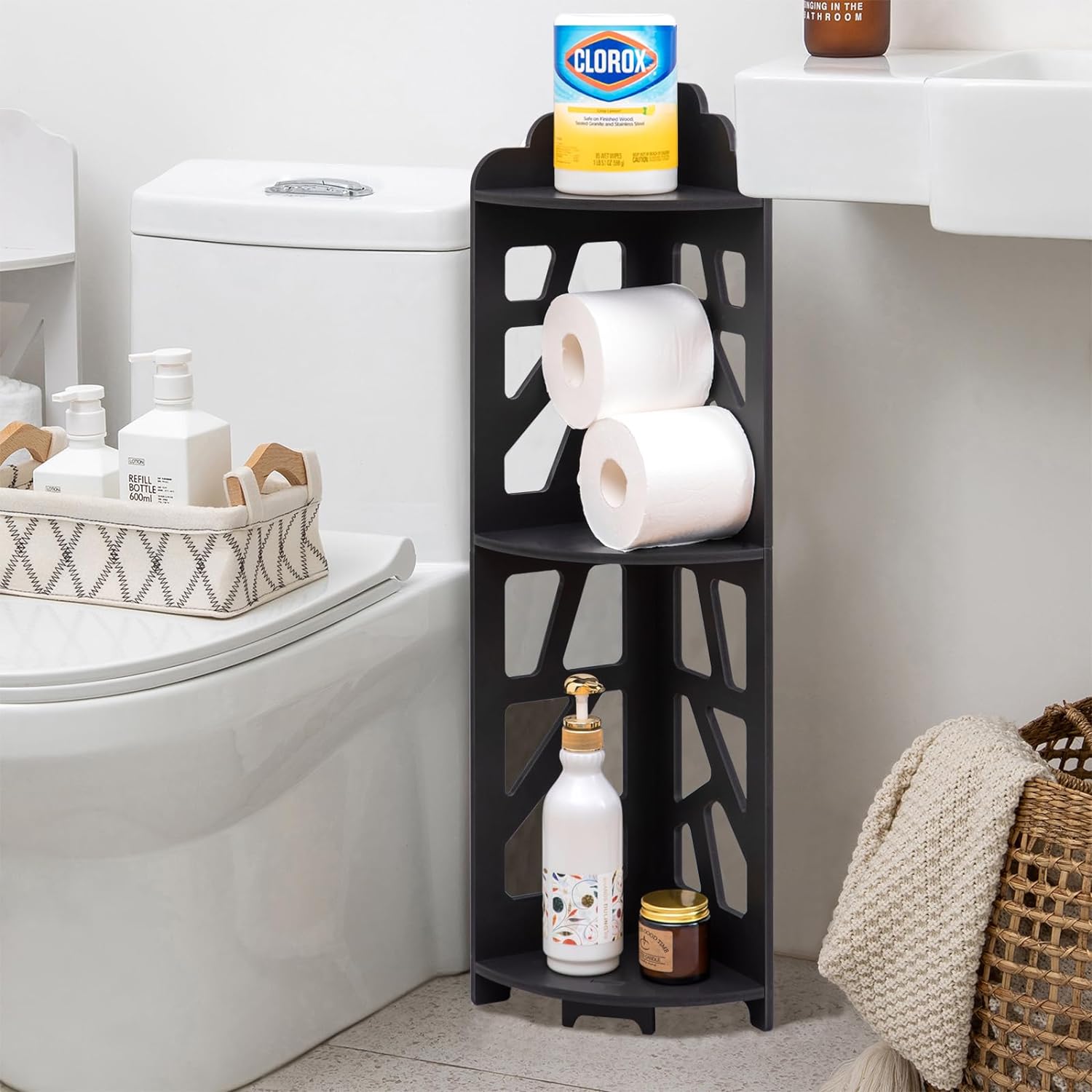 Corner Shelves,Corner Shelf Stand Waterproof Great for Bathroom Storage Tight Sp...