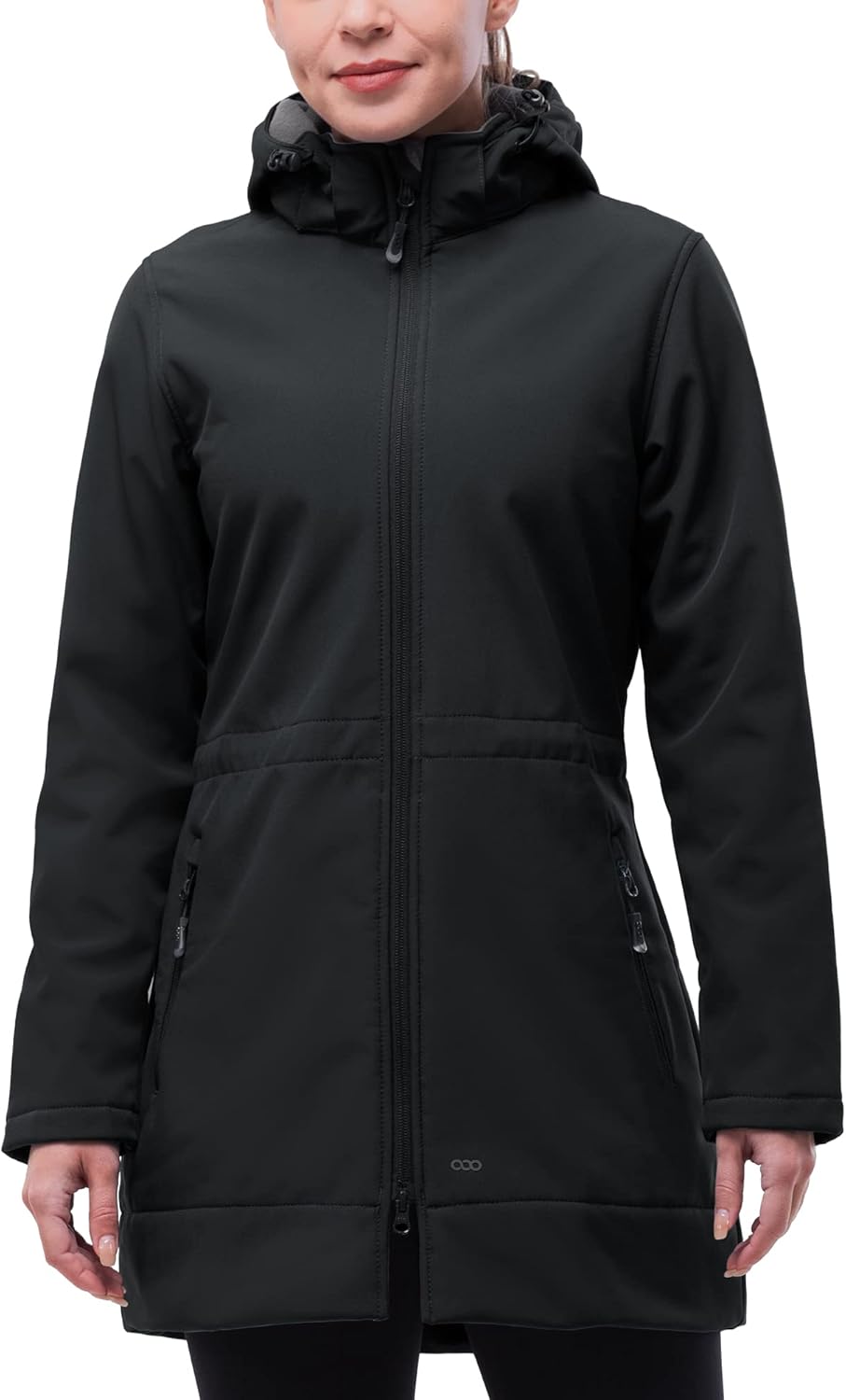 33,000ft Women's Waterproof Softshell Long Rain Jacket with Hood Fleece Lined Wi...