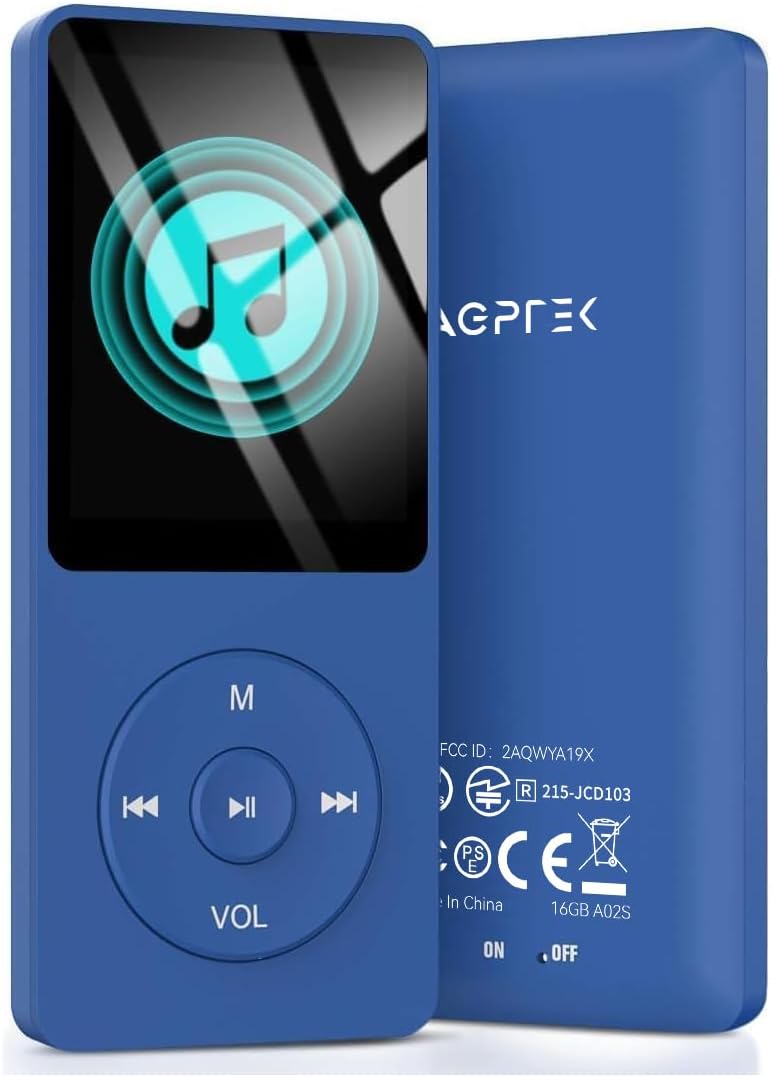AGPTEK A02S 16GB MP3 Player, 70 Hours Playback Lossless Sound Music Player, Supp...