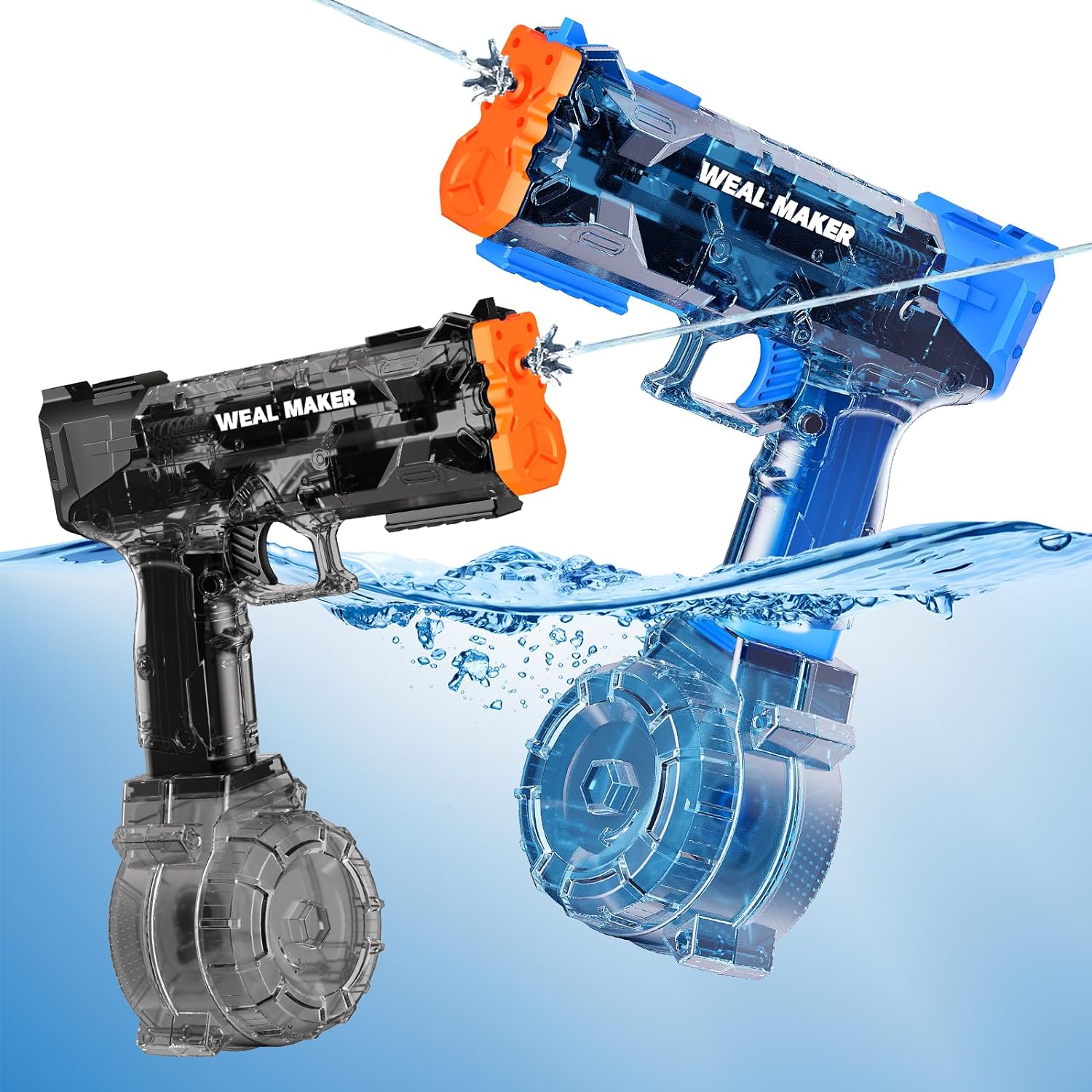 2P Strongest Electric Water Pistol with 400 Ammos, Beforalla Transparent Automat...
