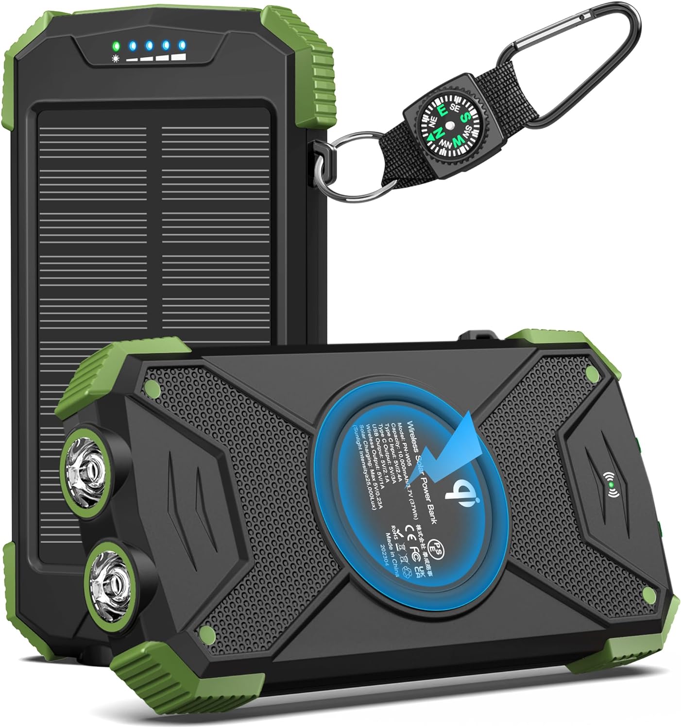 BLAVOR Solar Charger Power Bank 10,000mAh, Portable Wireless Charger, 20W Fast C...