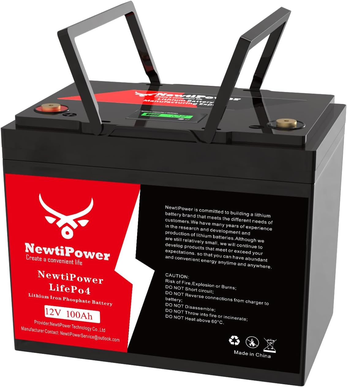 12V 100Ah LiFePO4 Lithium Battery 100A BMS,NewtiPower Group 24 10000+ Deep Cycle...