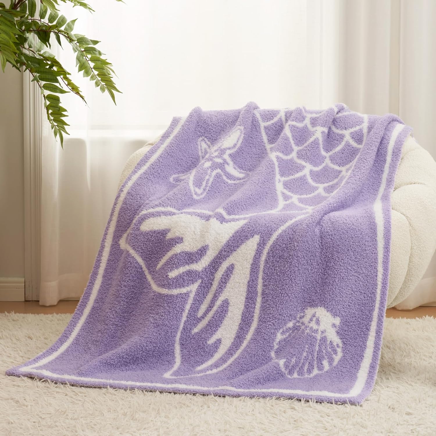 Snuggle Sac Brand Mermaid Tail Blanket, Warm Soft Fluffy Microfiber Knitted Blan...