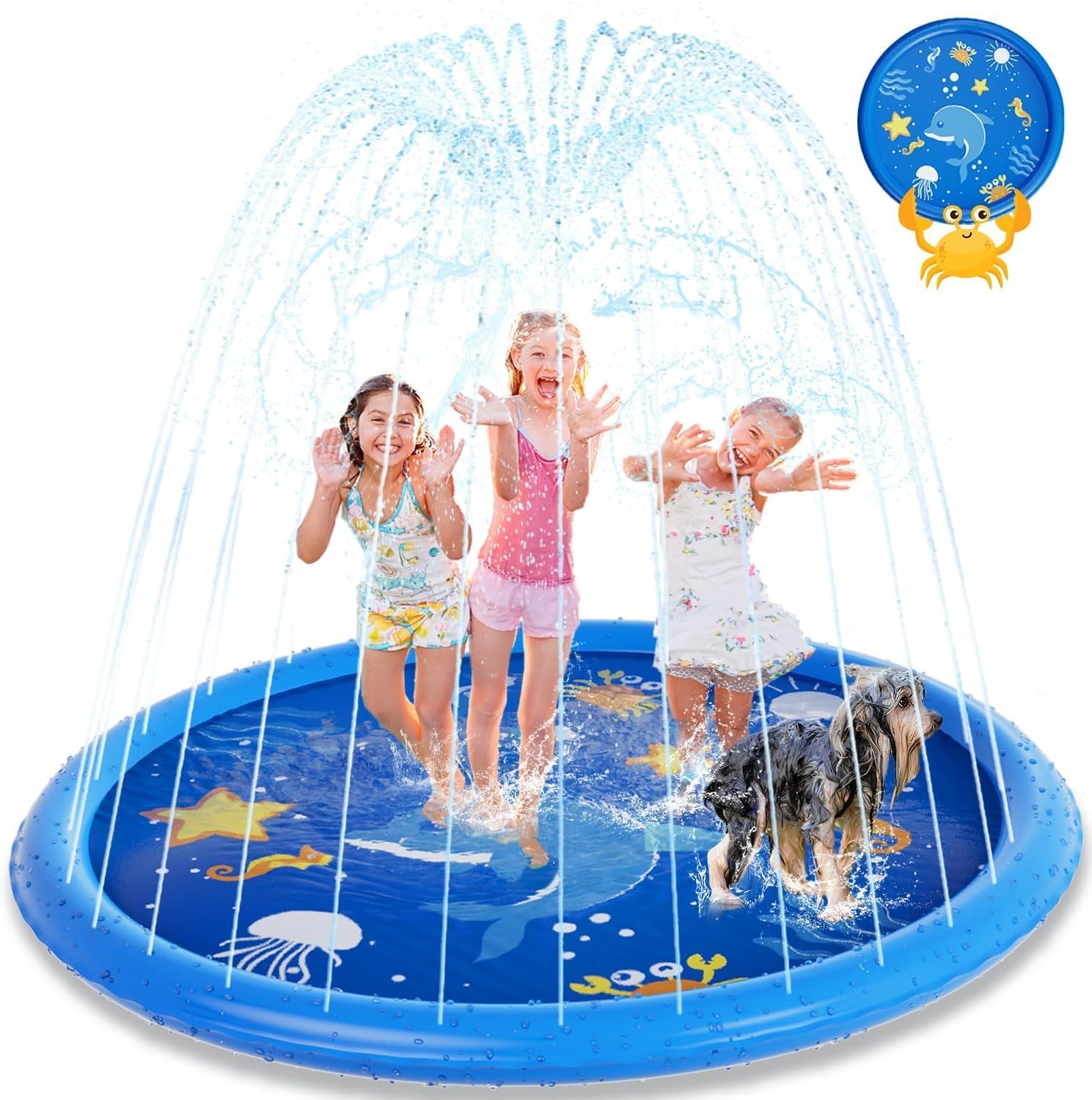 Splash Pad for Toddlers, 67" Sprinkler for Kids, Thicken Baby Pool Water Mat, Fu...
