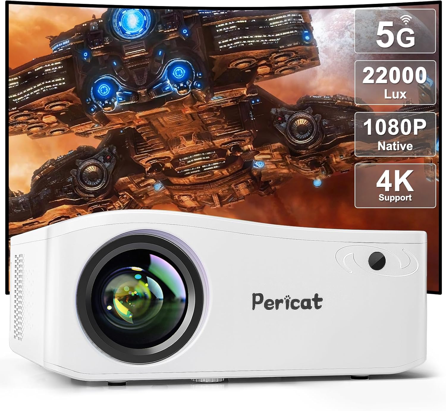 5G WiFi Bluetooth Projector, Native 1080P Outdoor...