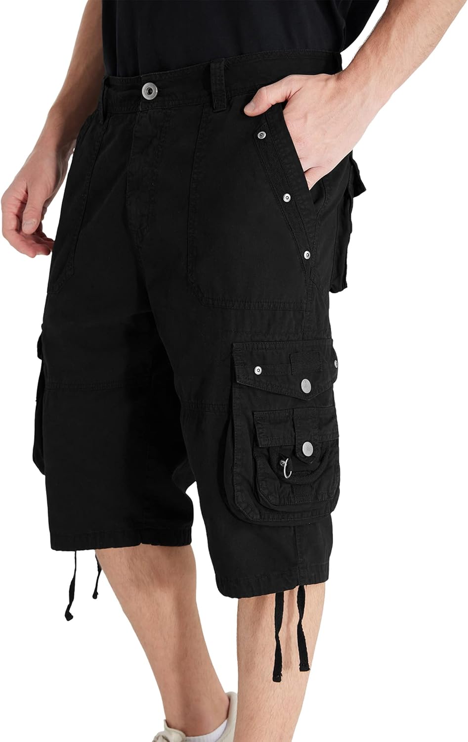 Men's Ripstop Cargo Shorts-Long Cotton Twill Straight Leg for Work Outdoor 36 Bl...