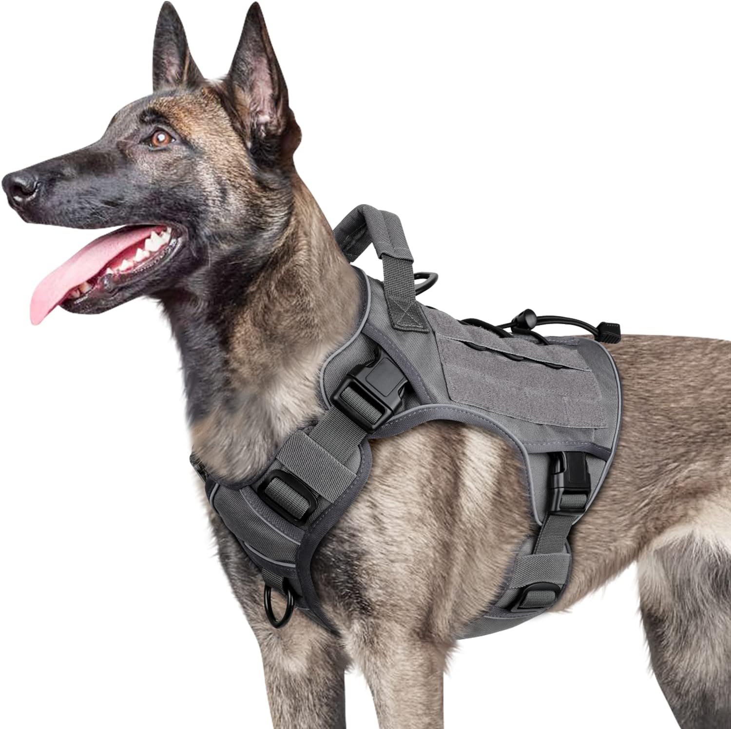 Gray Harness with Handle Tactical Dog Harness for Large Dogs No Pull Adjustable...