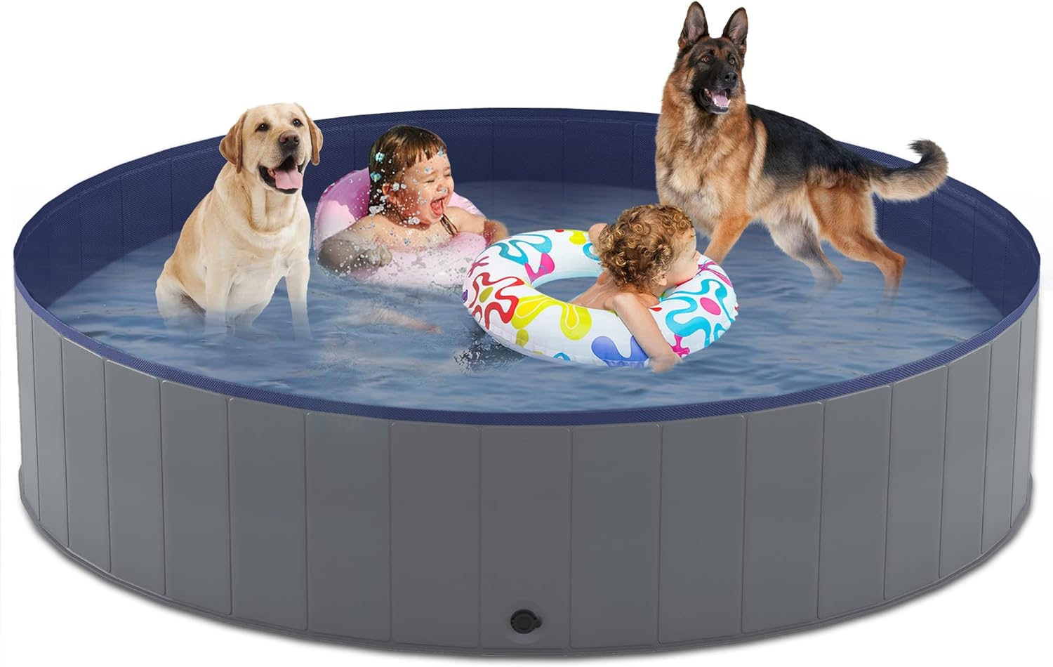 Niubya Foldable Dog Pool, Collapsible Hard Plastic Dog Swimming Pool, Portable B...
