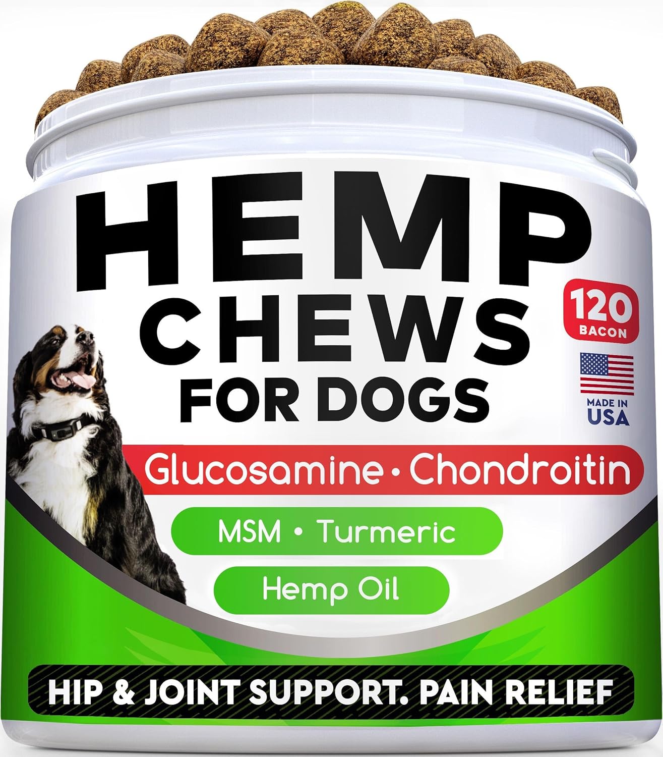 Hemp Chews for Dogs - Glucosamine Chondroitin for Dogs Joint Pain Relief with He...