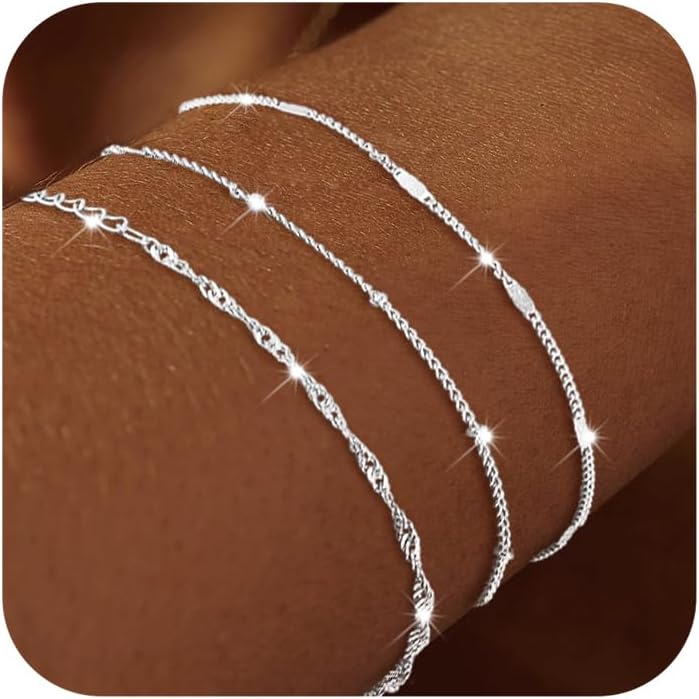 DEARMAY Dainty Silver Bracelets for Women Trendy,...