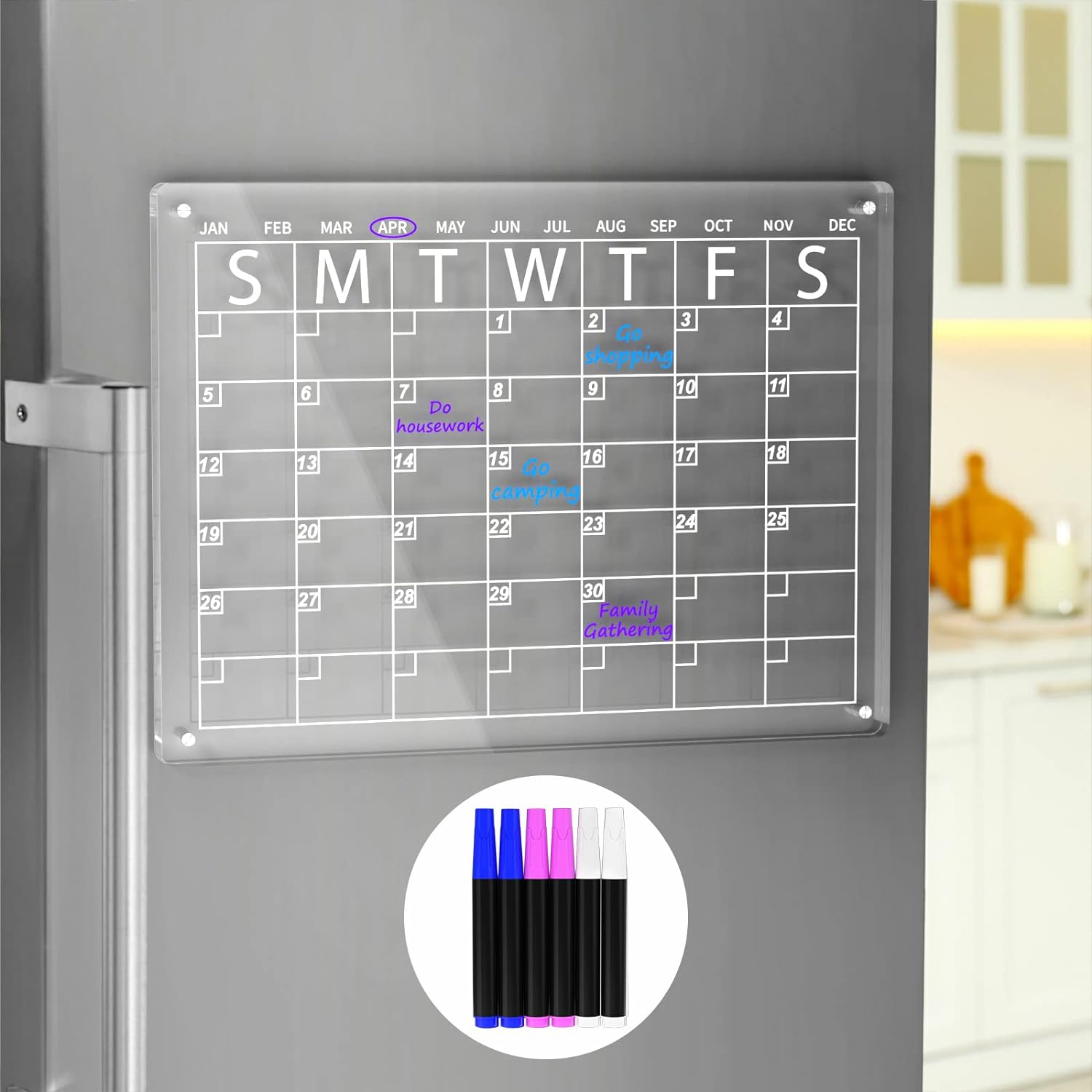 AITEE Acrylic Magnetic Dry Erase Board Calendar fo...