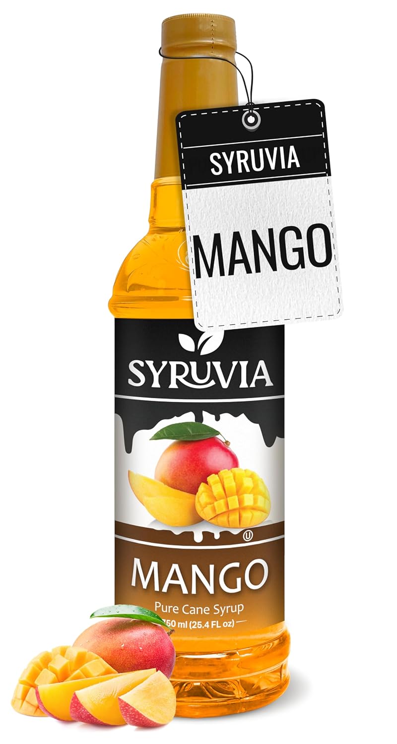 Syruvia Mango Syrup - Premium Flavoring Syrup for Tea, Italian Sodas, Beverages,...