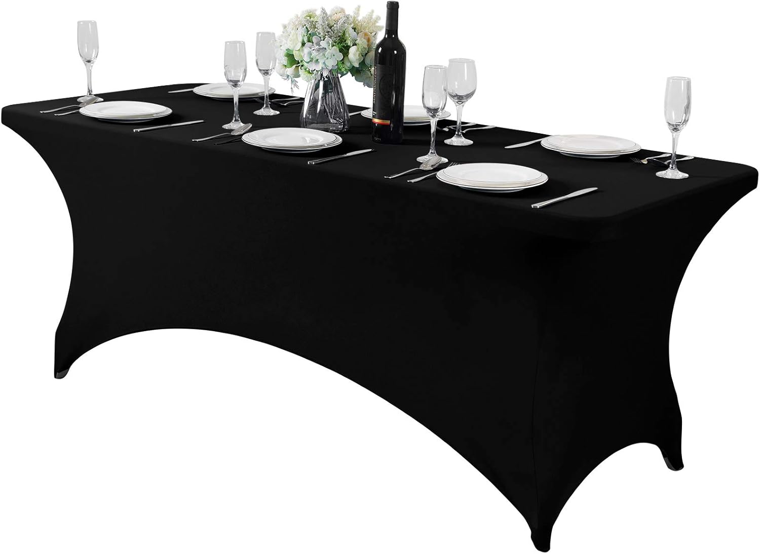Spandex Table Cover for 6Ft Table Universal Fitted Stretch Tablecloth for Party,...