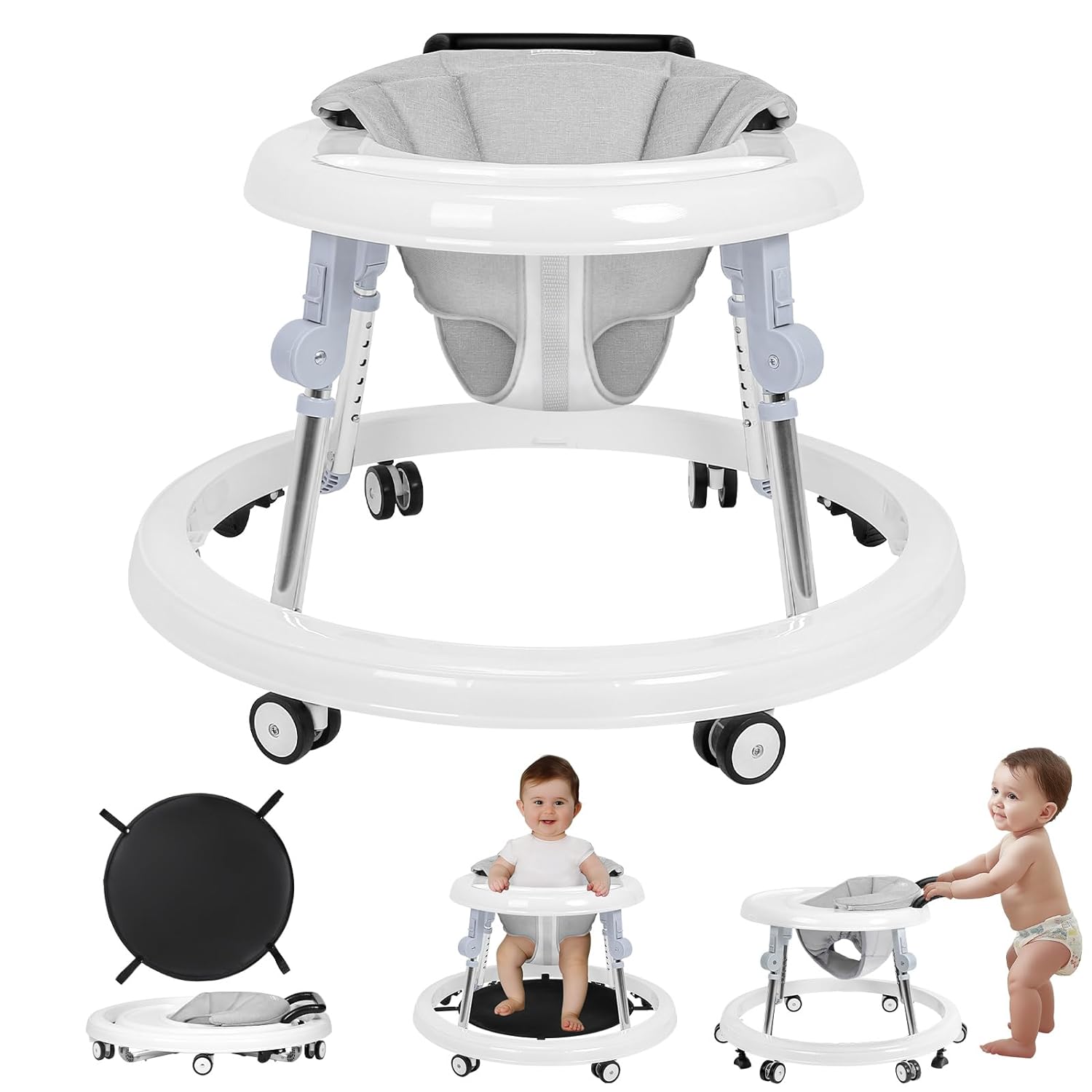 Foldable Baby Walker with Wheels and Anti-Rollover, Sit to Stand Activity Center...