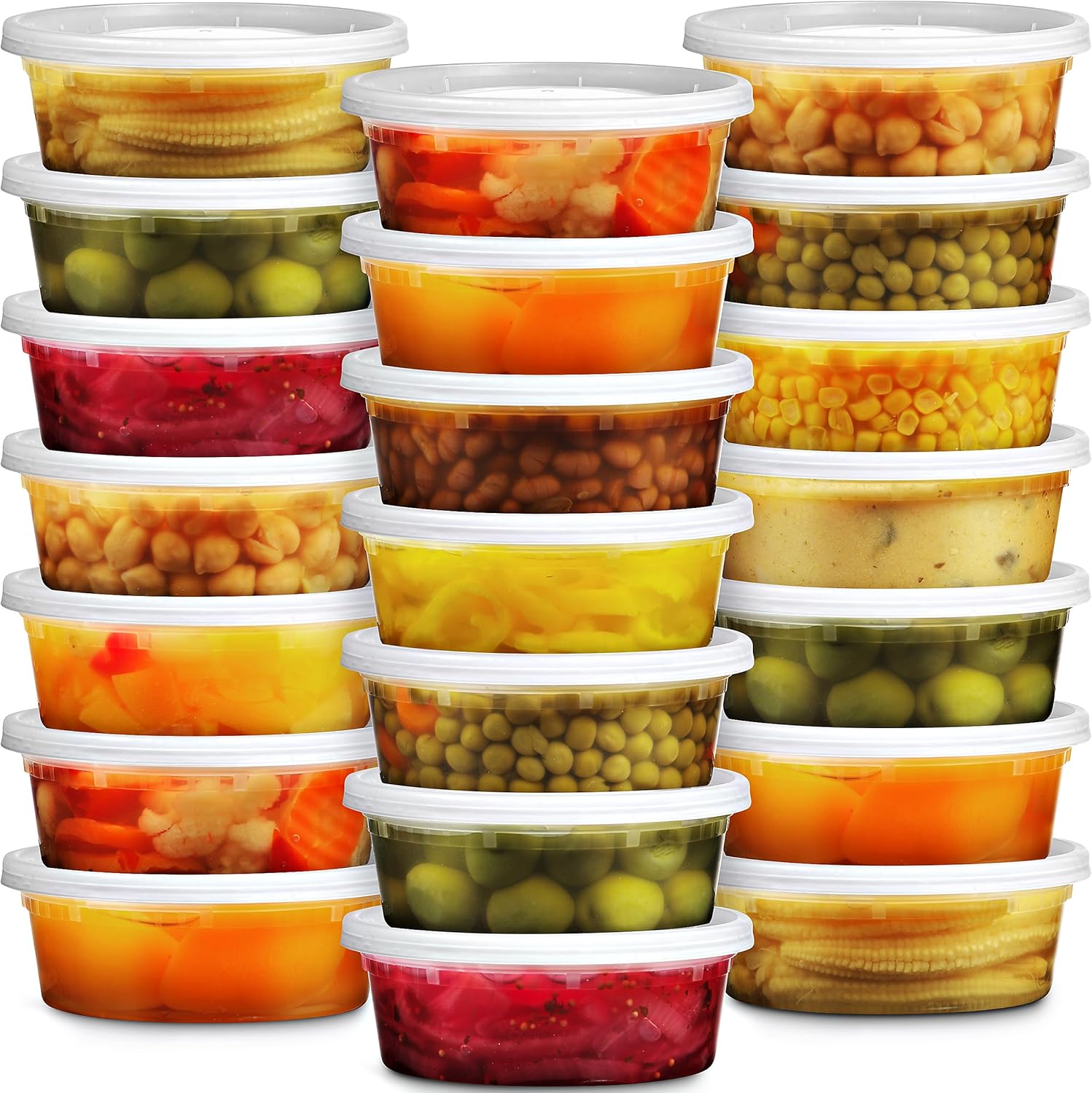 Deli Food Containers with Lids - 8 oz 60 Sets- Ideal for Food, Snacks, Takeout,...