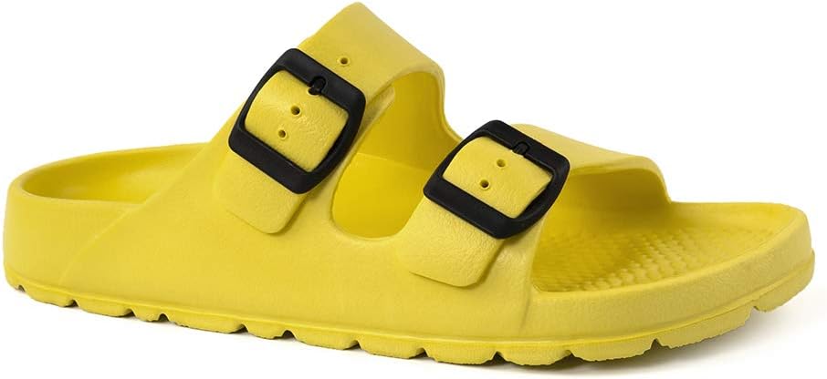 FUNKYMONKEY Women's Comfort Slides Double Buckle Adjustable EVA Flat Sandals 7 N...