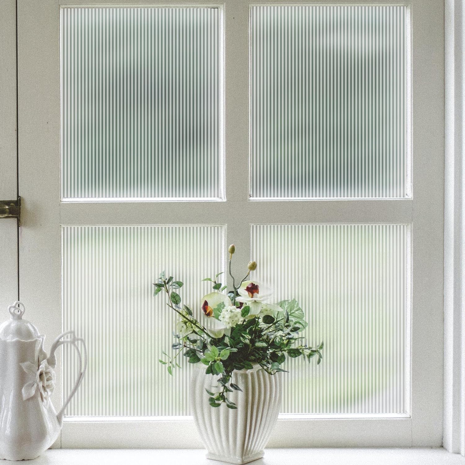 VELIMAX Reeded Glass Window Film, Window Privacy Film, Frosted Window Vinyl, 3D...
