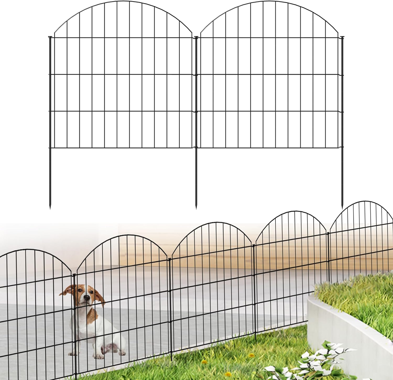 Metal Garden Fence 28in (H) x 11.7ft (L), 5 Panels...