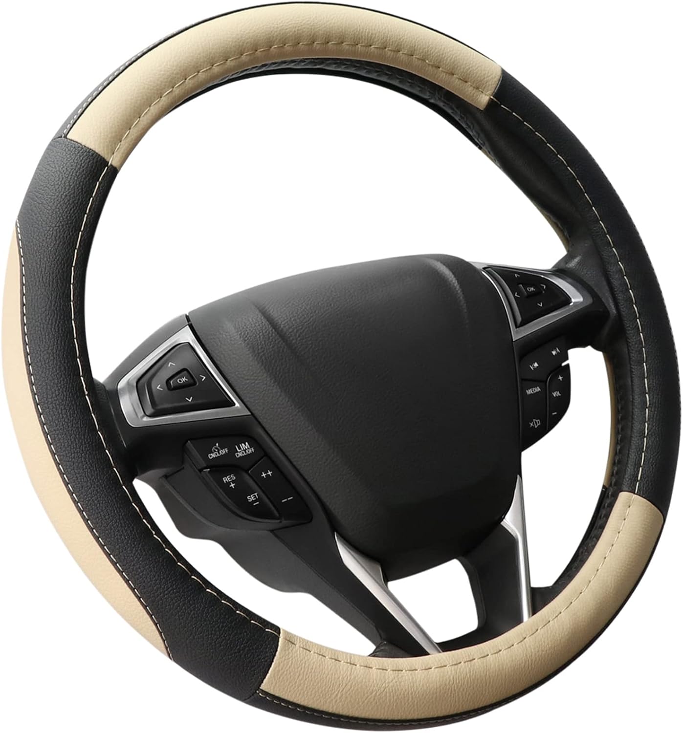 SEG Direct Car Steering Wheel Cover Universal Standard Size 14.5-15 inch, Black...