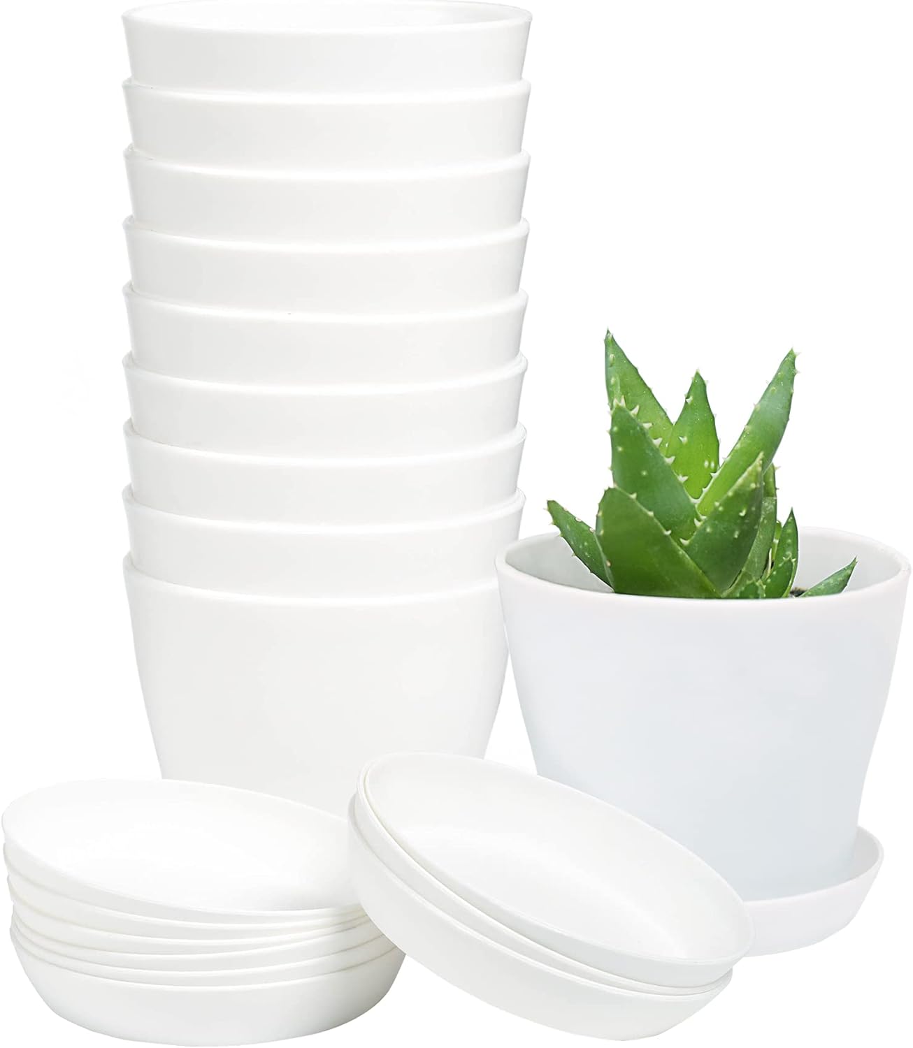 TDHDIKE 10 Pcs Plastic Planters Indoor Flower Plant Pots, Mini Flower Seedlings...
