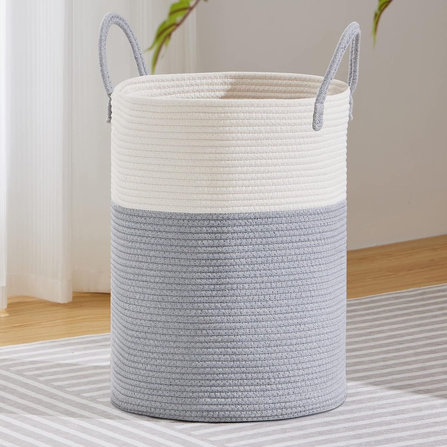 VIPOSCO Large Laundry Hamper, Tall Woven Rope Storage Basket for Blanket, Toys,...