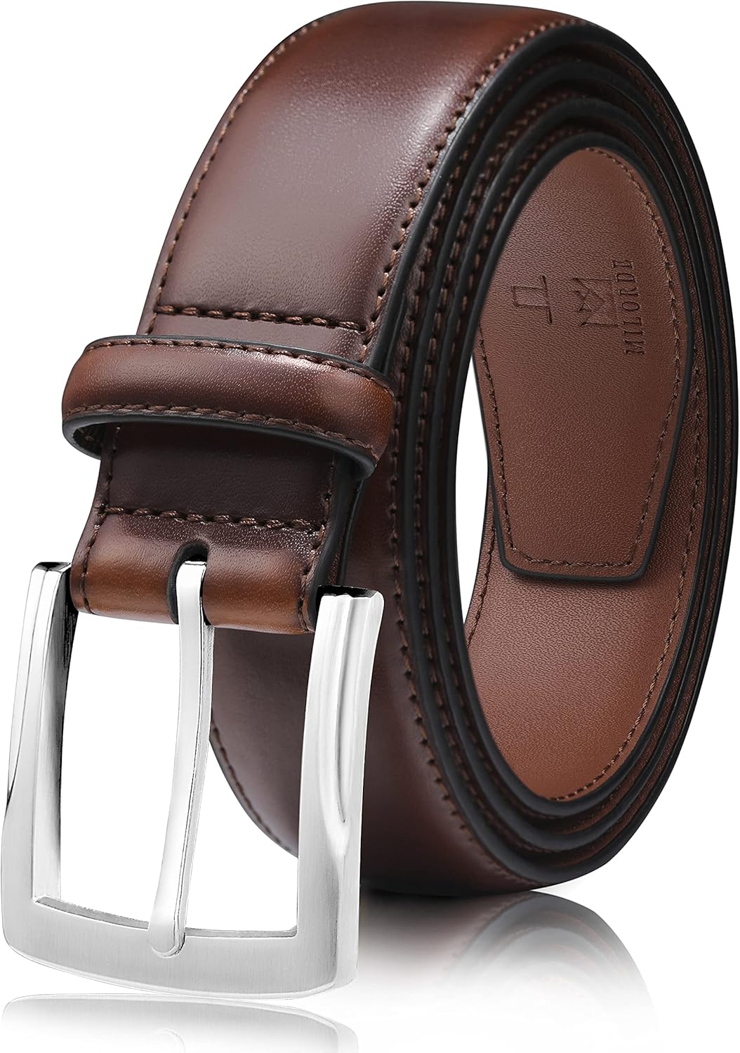 MILORDE Men's Genuine Leather Dress Belt, Handmade, 100% Cow Leather, Fashion &...