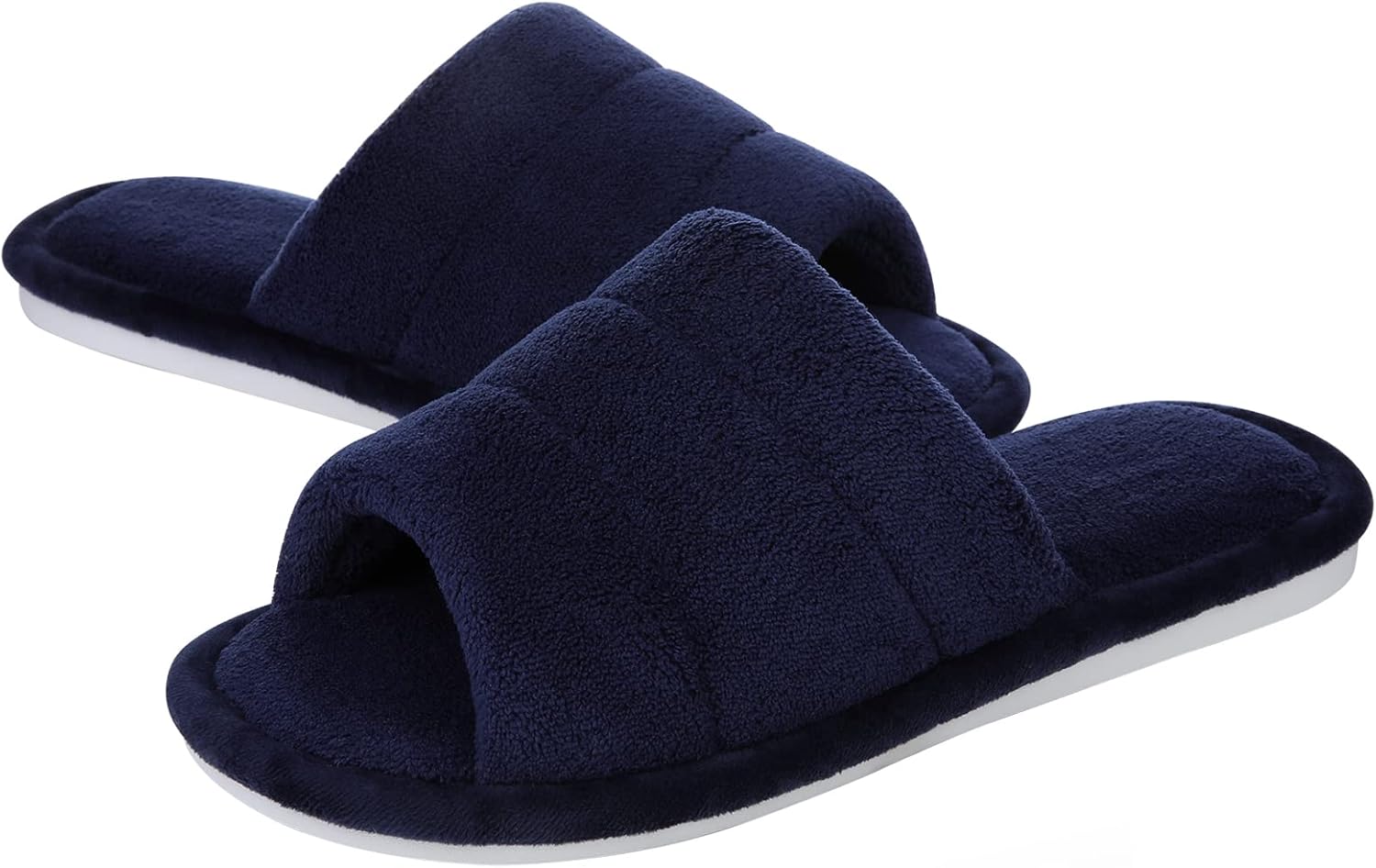 shevalues Terry Cloth Open Toe Slippers for Women Memory Foam Slip On House Slip...