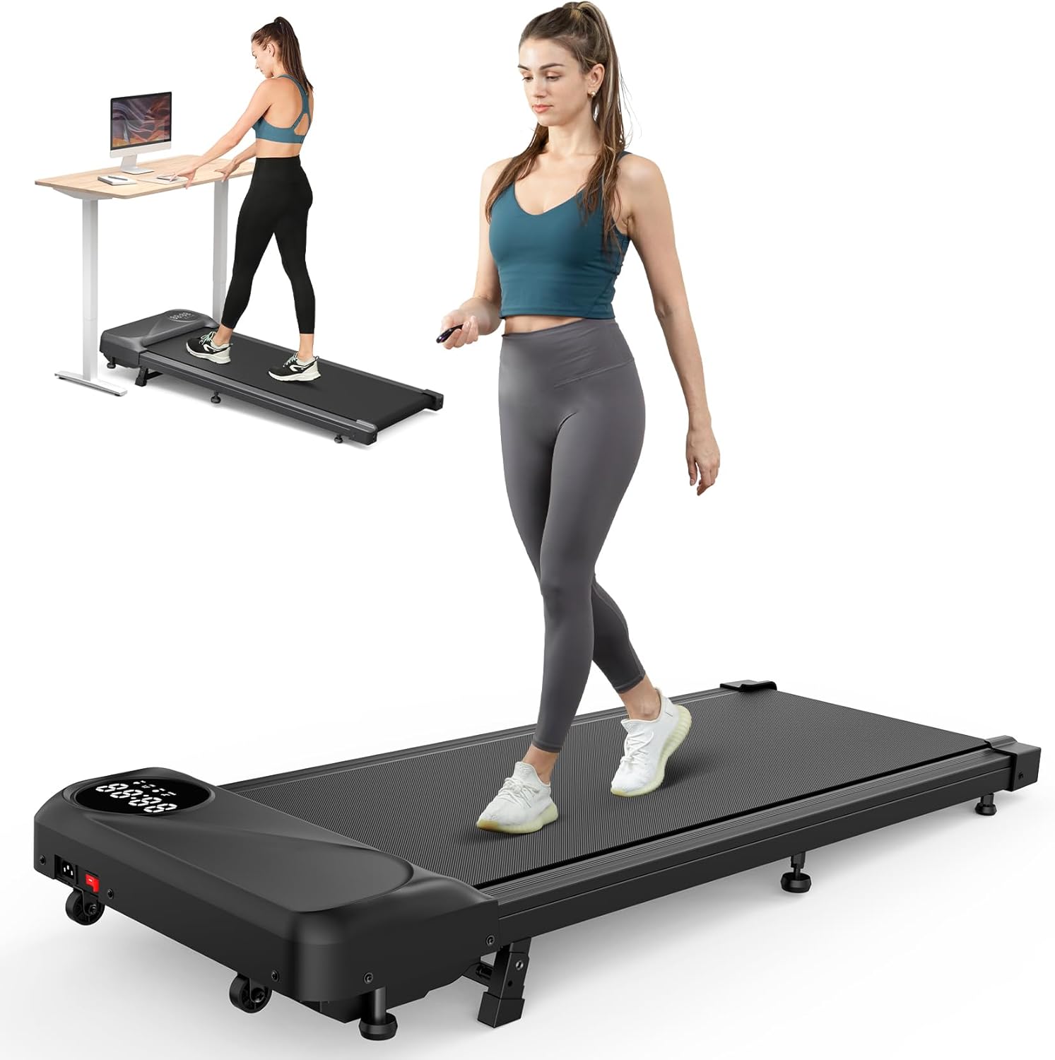 THERUN Walking Pad Treadmill with Incline,Under Desk Treadmill for Home, Portabl...