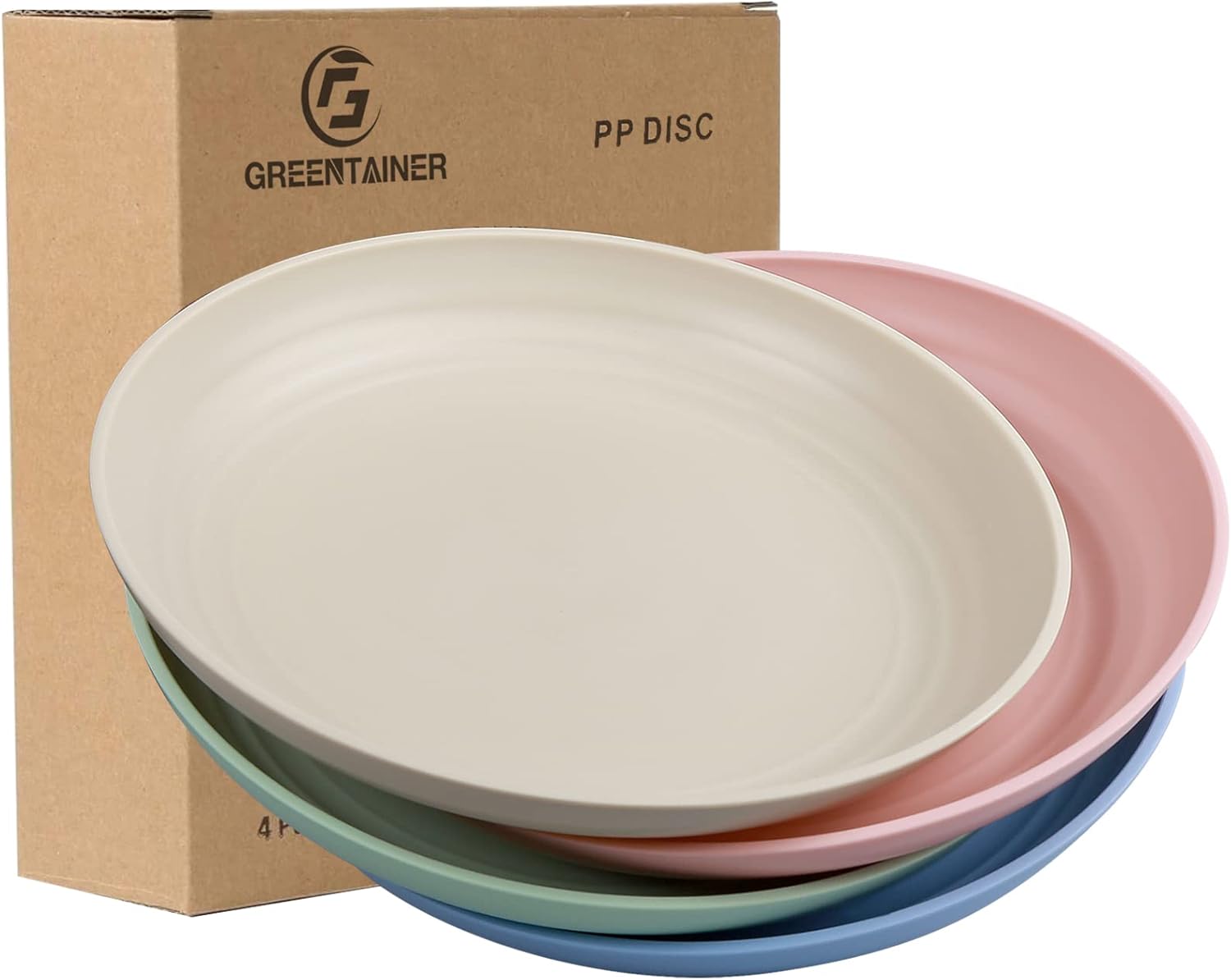 Greentainer Lightweight Unbreakable Dinner Plates - Extra Large-4 Pack 8.8'' Pla...