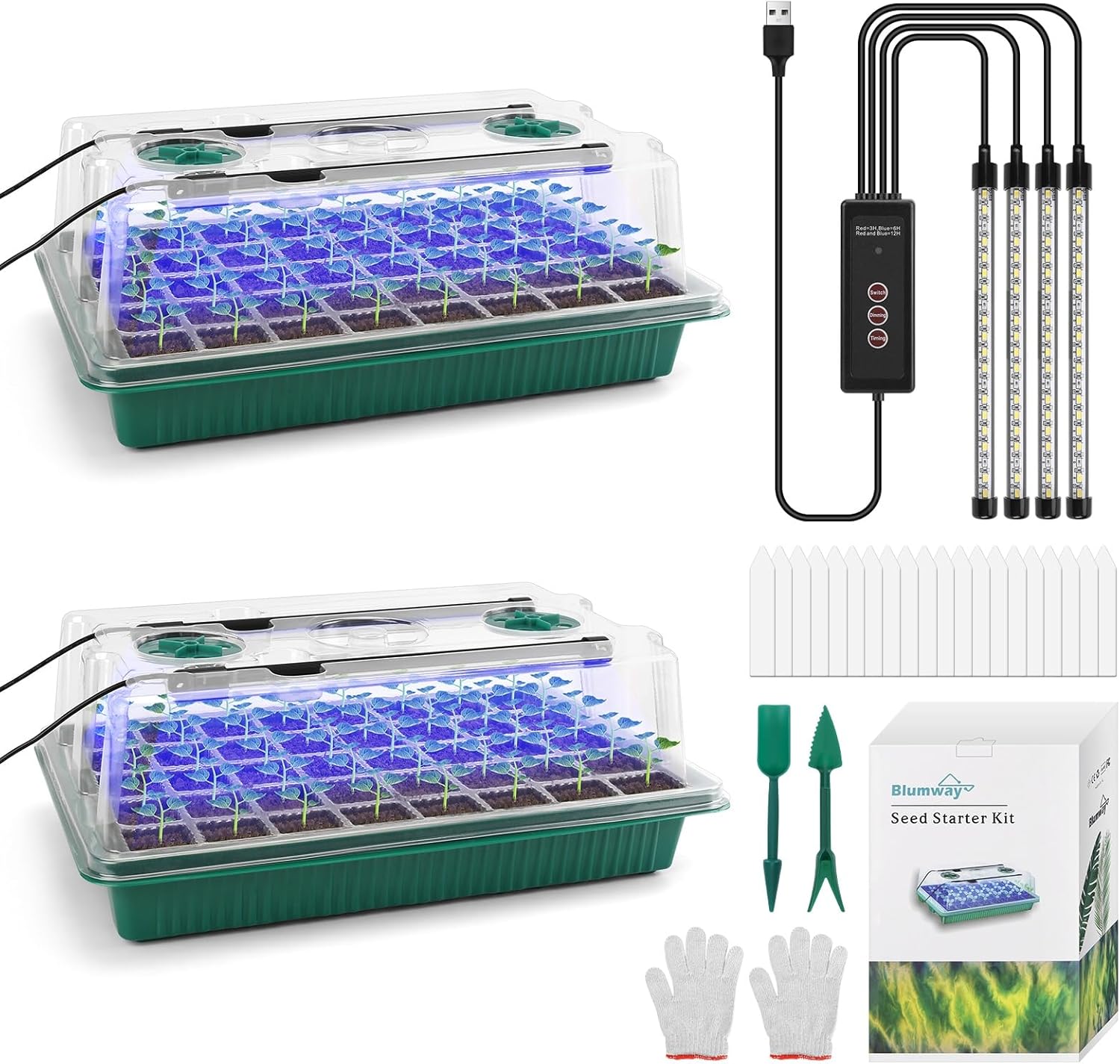 BlumWay Upgrade Seed Starter Tray with Grow Light,...