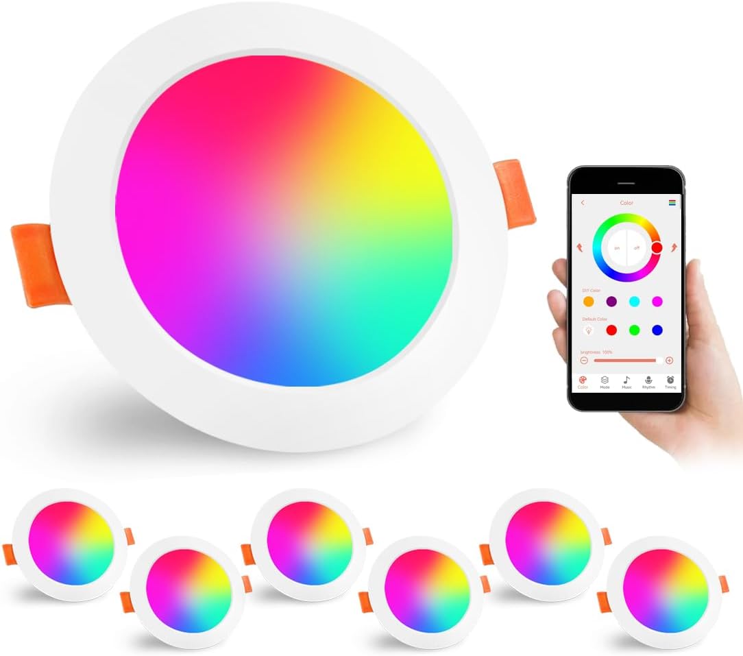 Led Downlights for Ceiling 4 inch 12W for Alexa，Bluetooth Smart Spot Lights wit...