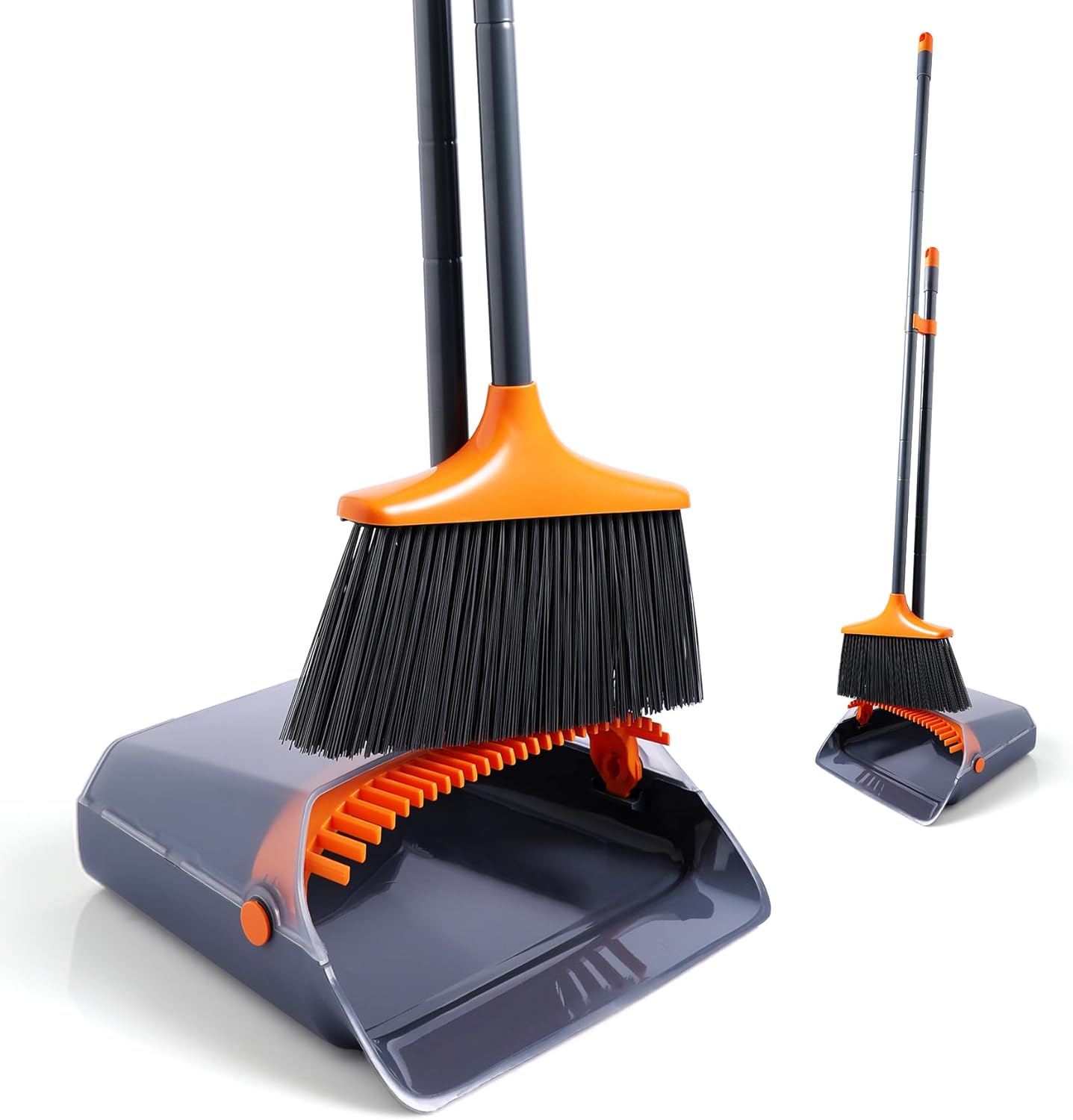 CLEANHOME Broom and Dustpan Set,Upgraded Long Handle Dustpan and Brush Sets 2-1,...