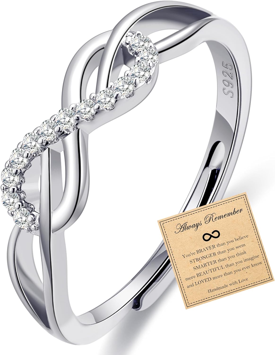 Rajputana Sterling Silver Infinity Ring with Cubic Zirconia for Women Silver Thu...