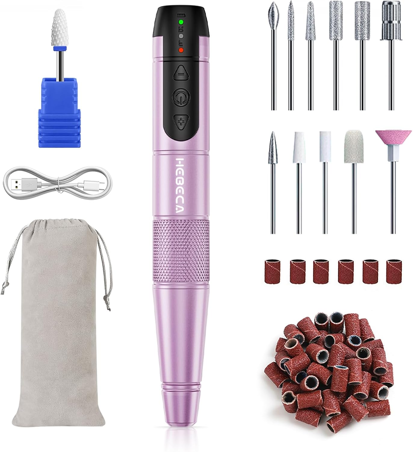 HEBECA Electric Nail Drill Cordless, 12 in 1 Professional Nail File Drill Machin...