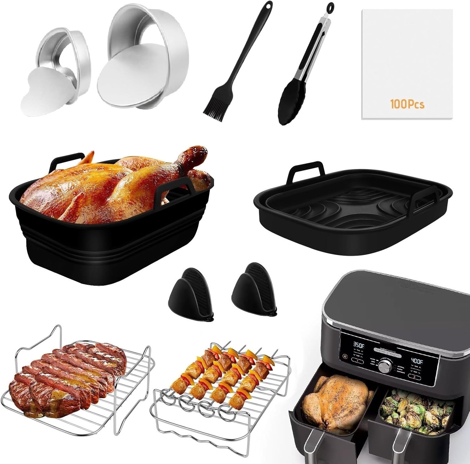 Air Fryer Accessories Set for Ninja Dual AF300 & AF500UK 10.4L AF400UK AF451UK,...