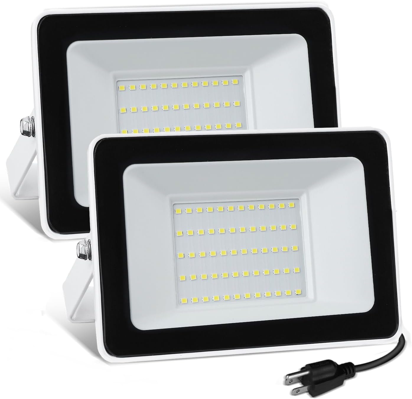 UFOND 5000 Lumens LED Flood Light with Plug,50W Waterproof Outdoor Floodlight,Ad...