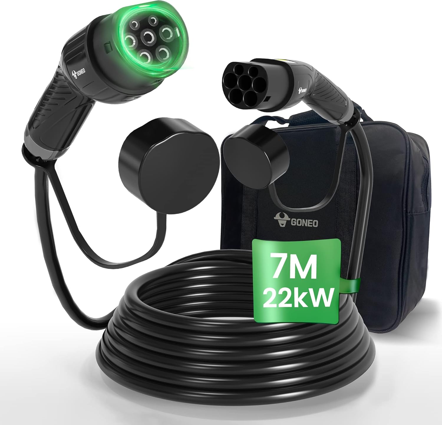 GONEO Type 2 EV Charging Cable, 22KW 32A 7M 3 Phase Mode 3 Type 2 to Type 2 Elec...