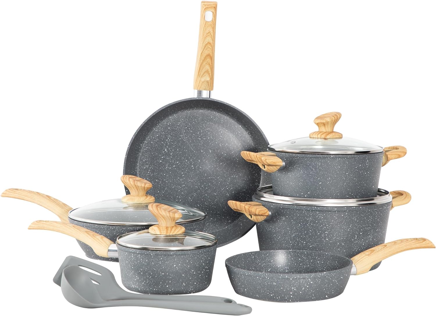 Kitchen Academy 12 Pieces Nonstick Pots and Pans Set, Induction Cooking Pan Set,...