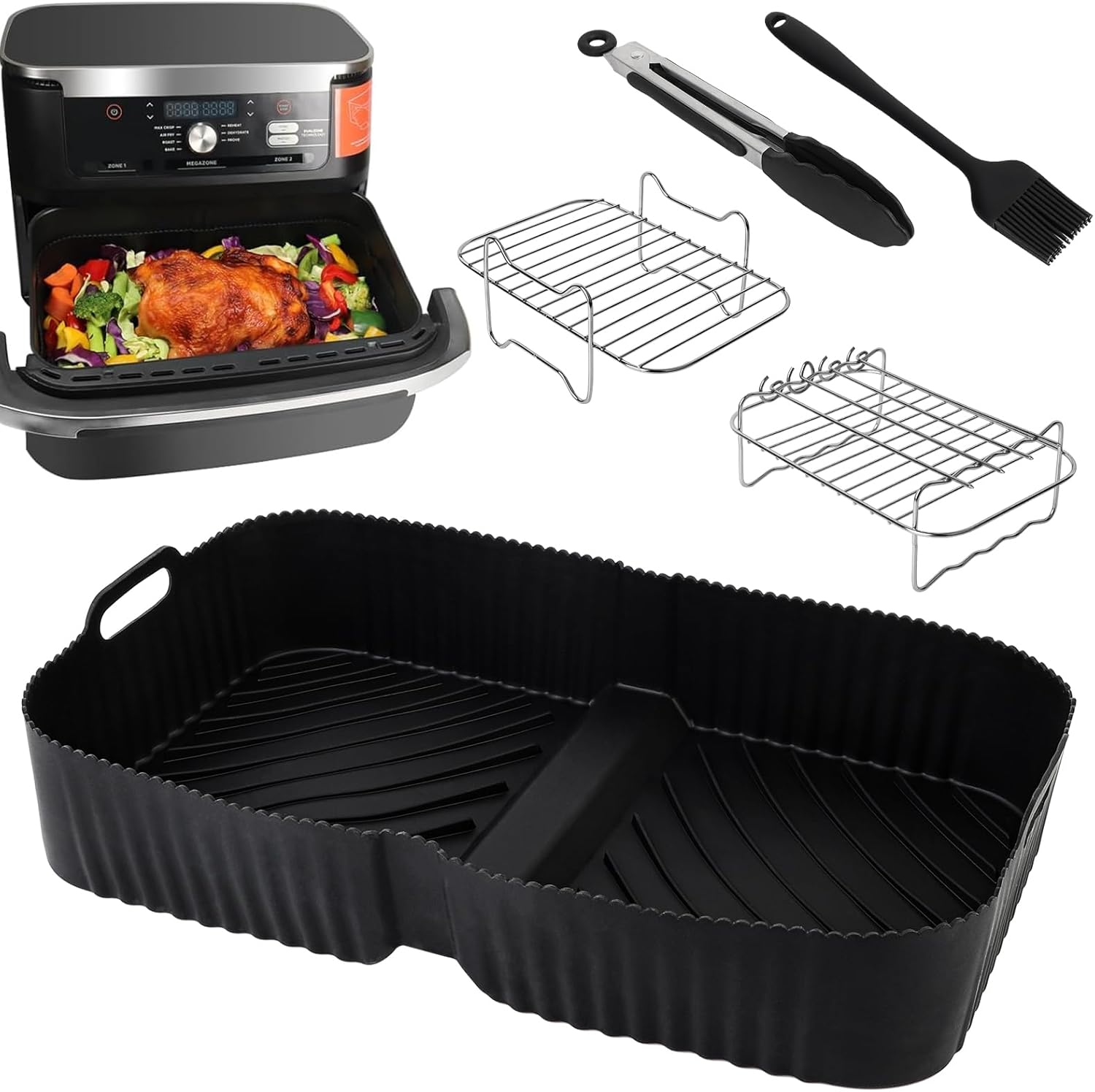 HOMELYLIFE Large Size Air Fryer Accessories, Dual Air Fryer Accessories for Ninj...