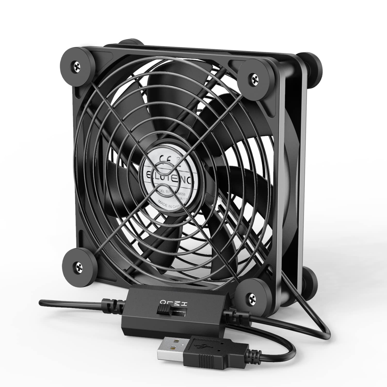 ELUTENG USB Fan 120mm 5V with Rubber Shock Pad 3 Adjustable Speed 1500 RPM USB P...