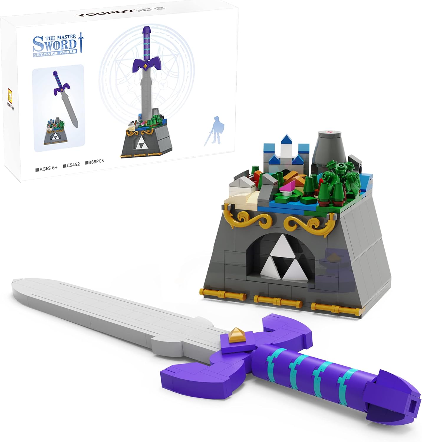 The Master Sword and Micro Hyrule Castle Building Kit, Unique BOTW Decorations a...