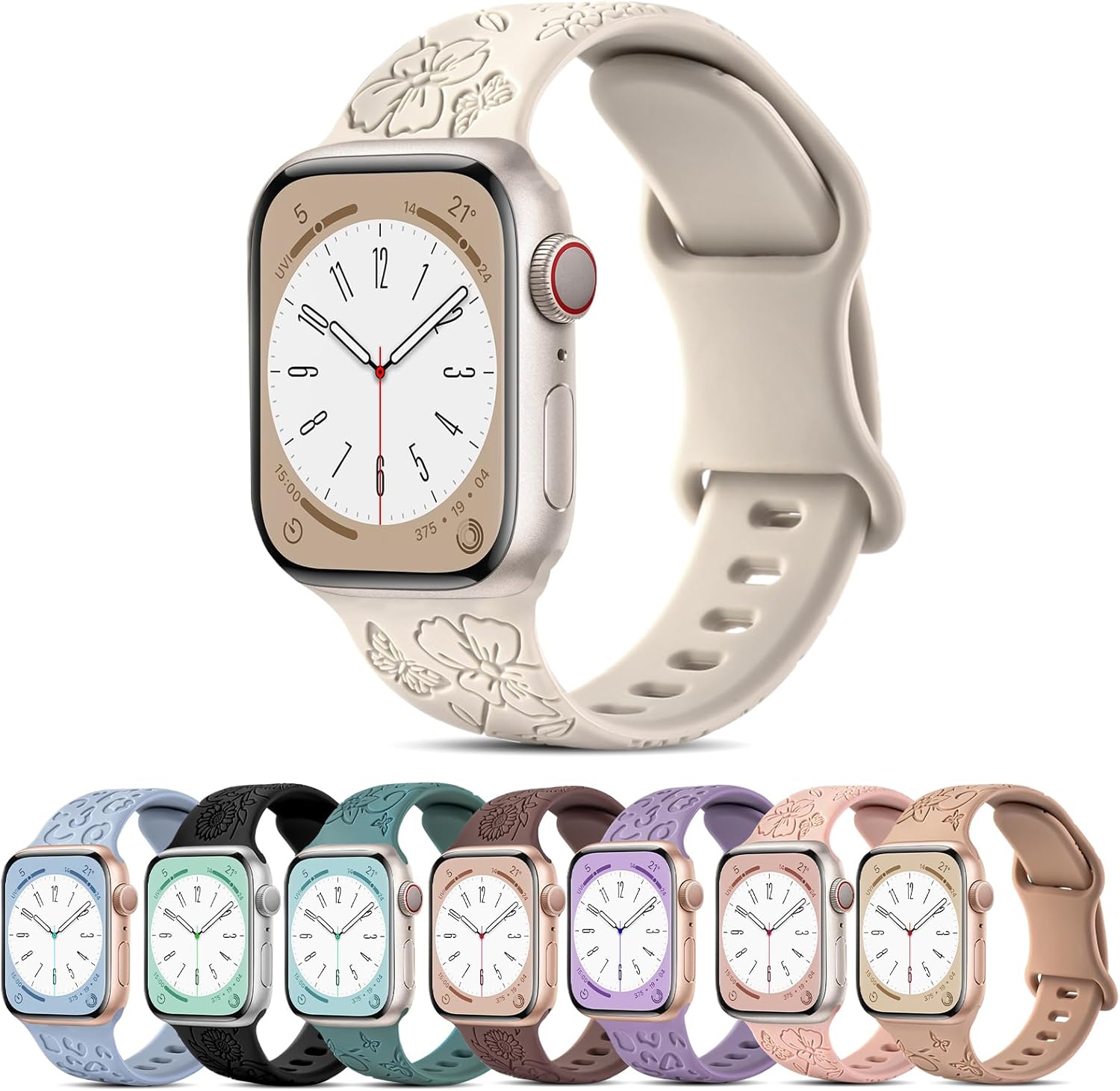 aceyoon 8 Pack Engraved Strap Compatible with Apple Watch Straps 38mm 40mm 41mm...
