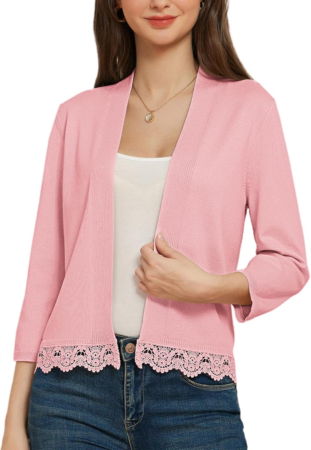 GRACE KARIN Women’s Cardigan, Special 3/4 Sleeve Cropped Cardigan for Open Front...