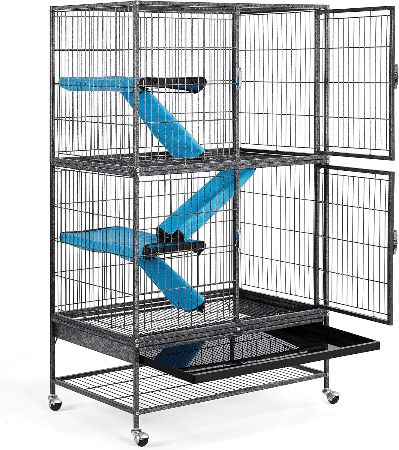 Yaheetech 137cm Metal Ferret Cage Large Rolling Cr...